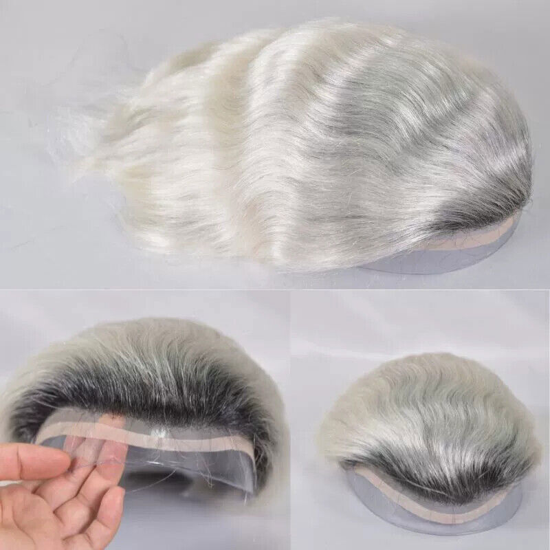 Toupee For Men Human Hair Replacement System Mono Thin Skin Pu 10×8