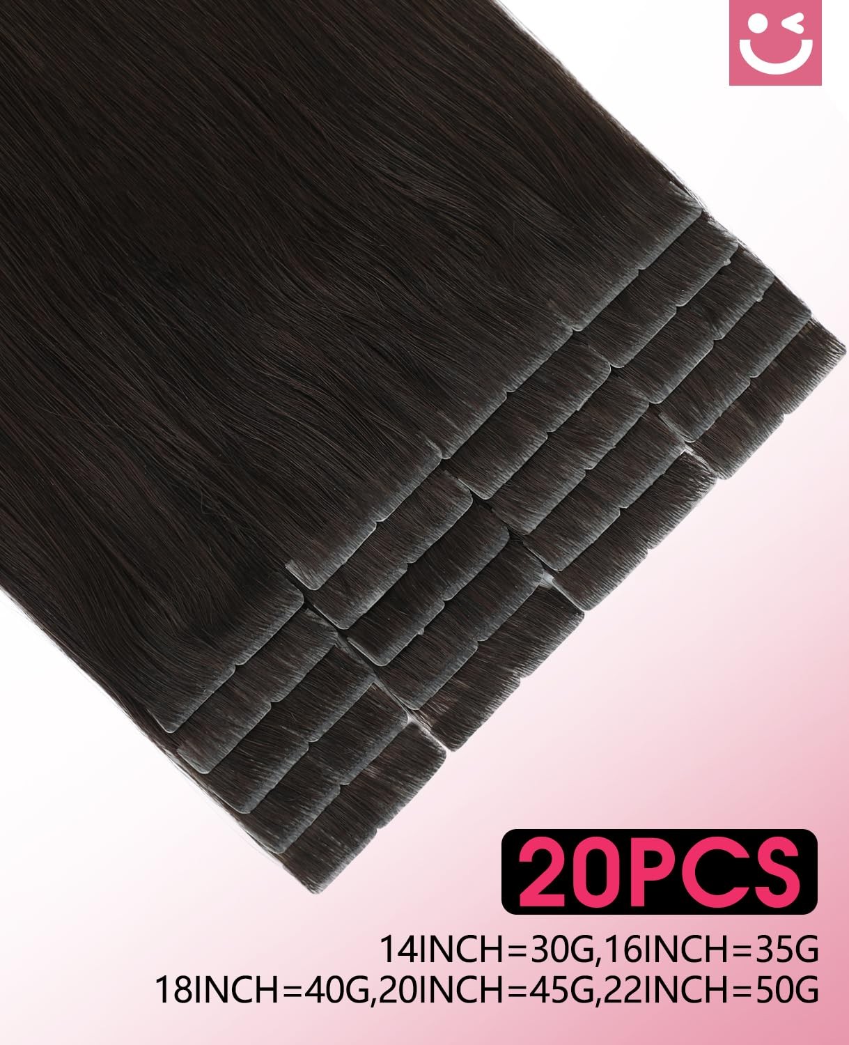 Youngsmile Injection Tape In Hair Extensions Human Hair 2 Dark Brown Invisi