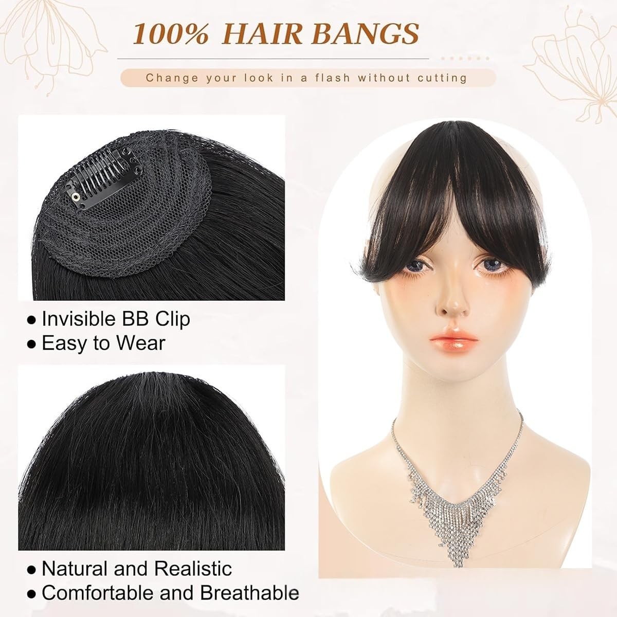 Bangs Hair Clip in Bangs Fringe w/ Temples Hairpieces Women Hair Bangs Extension