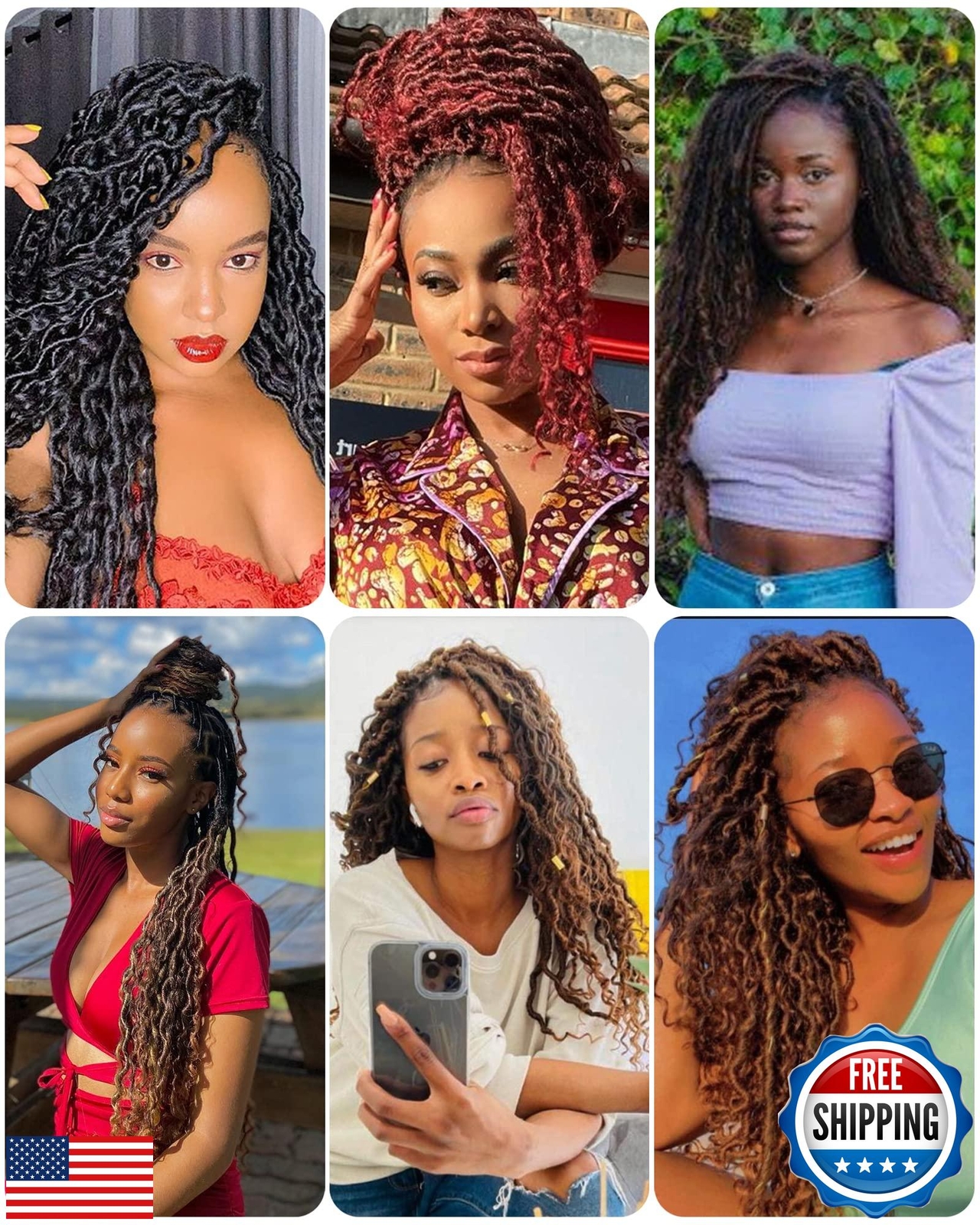 3 Tone Goddess Locs Crochet Hair 12 Inch Faux Locs Crochet Hair for Black Wom