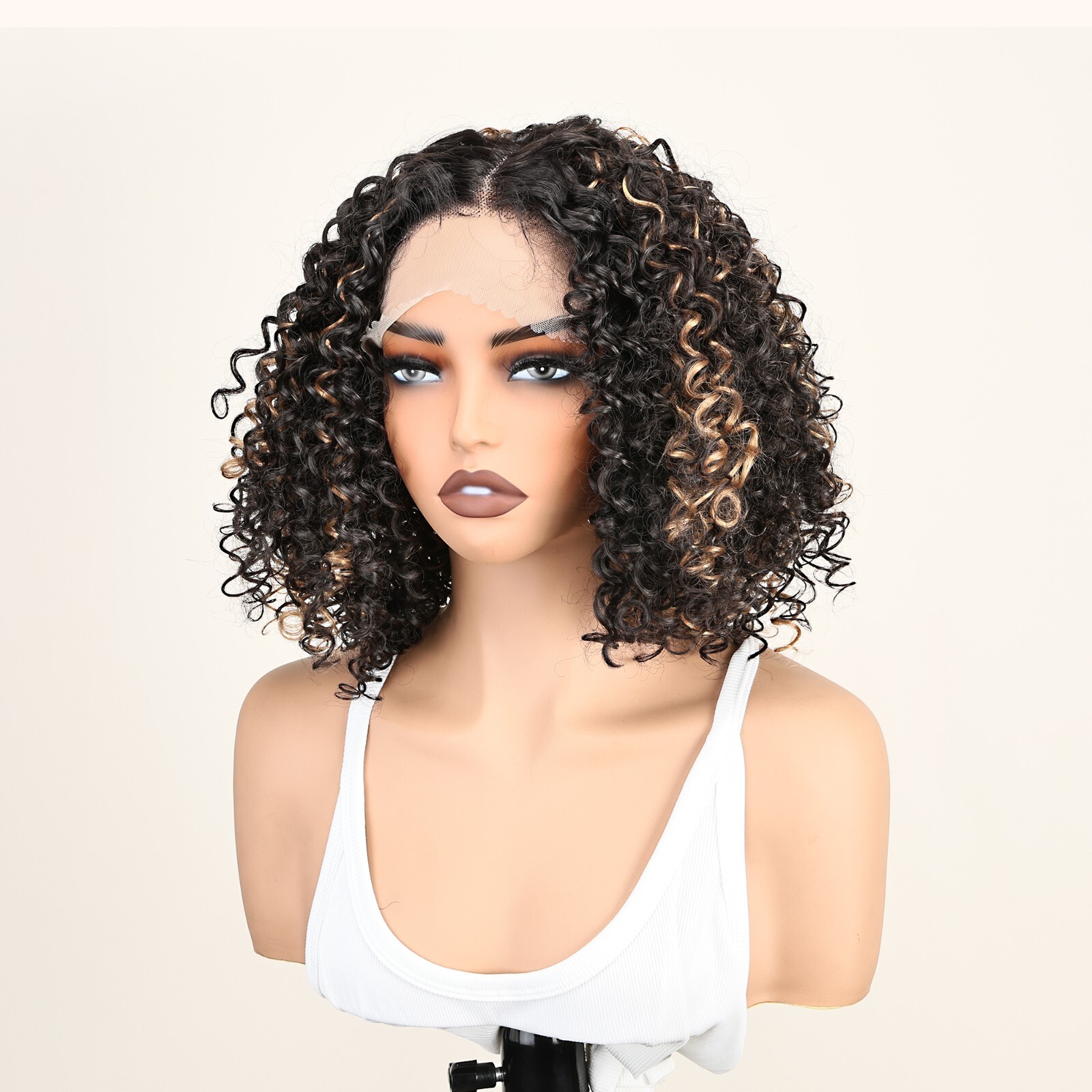 Easy-to-Wear Black Afro Curly Synthetic Wig for Women High-Density