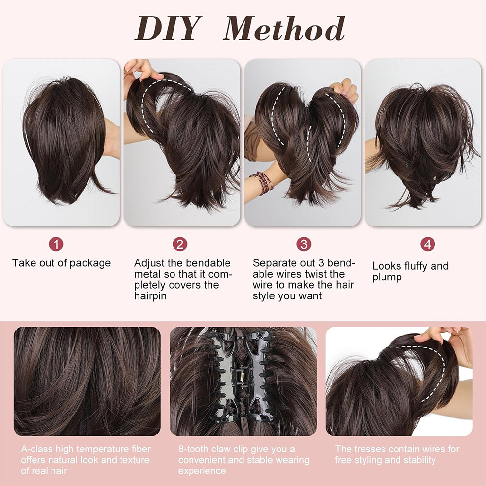 Messy Bun Hair Piece Ponytail Updo Claw Clip In Hair Extensions Real As Human