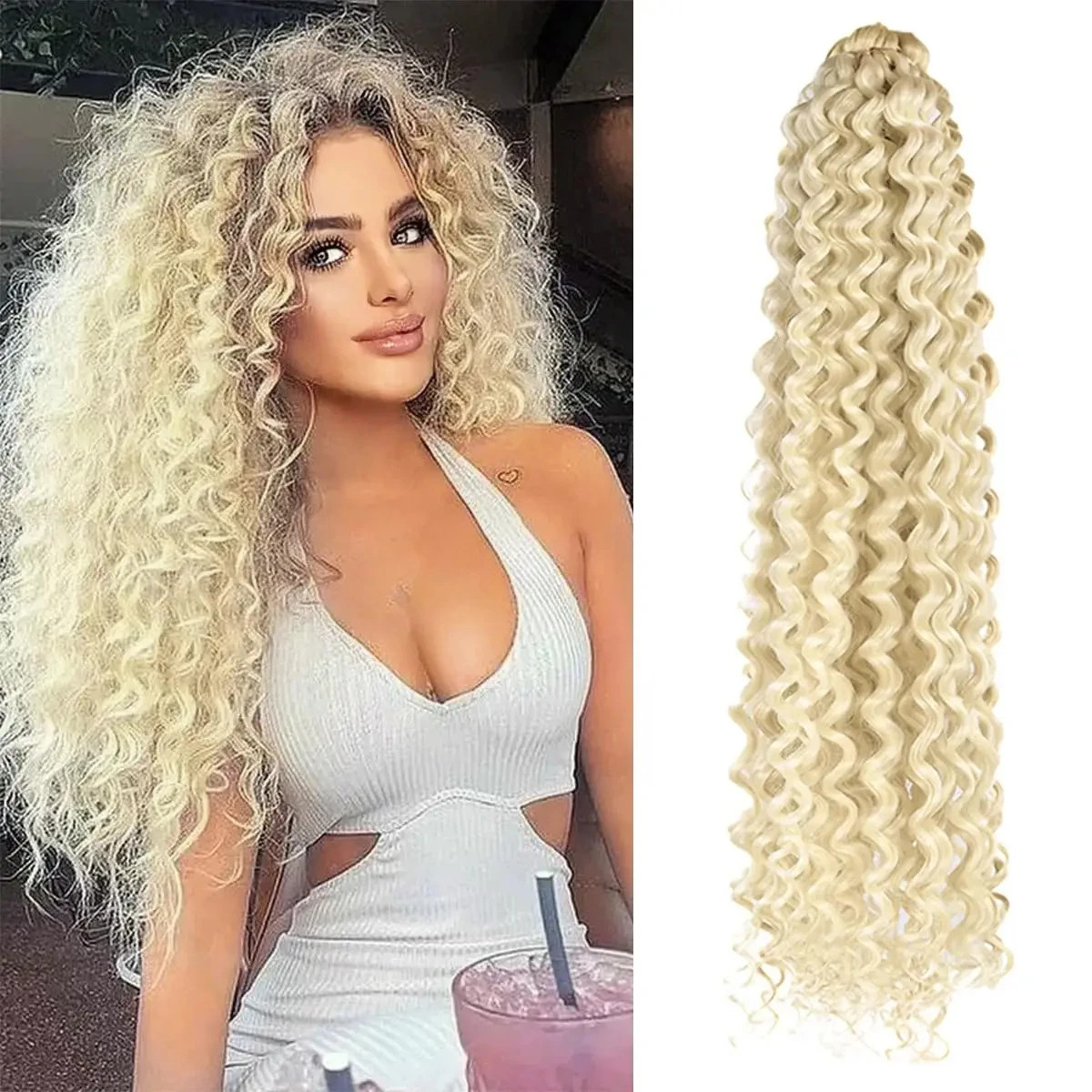 Ocean Wave Crochet Hair 28Inch Ariel Curly Synthetic Loose Deep Wave Braiding