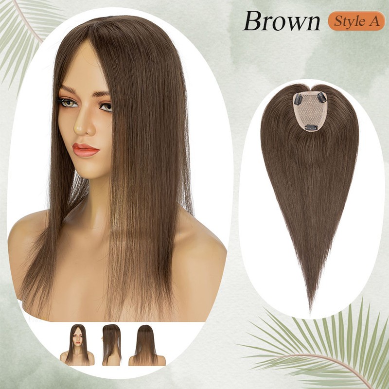 100% Real Human Hair Toppers Toupee Hairpieces Fluffy Breathable Invisible Base