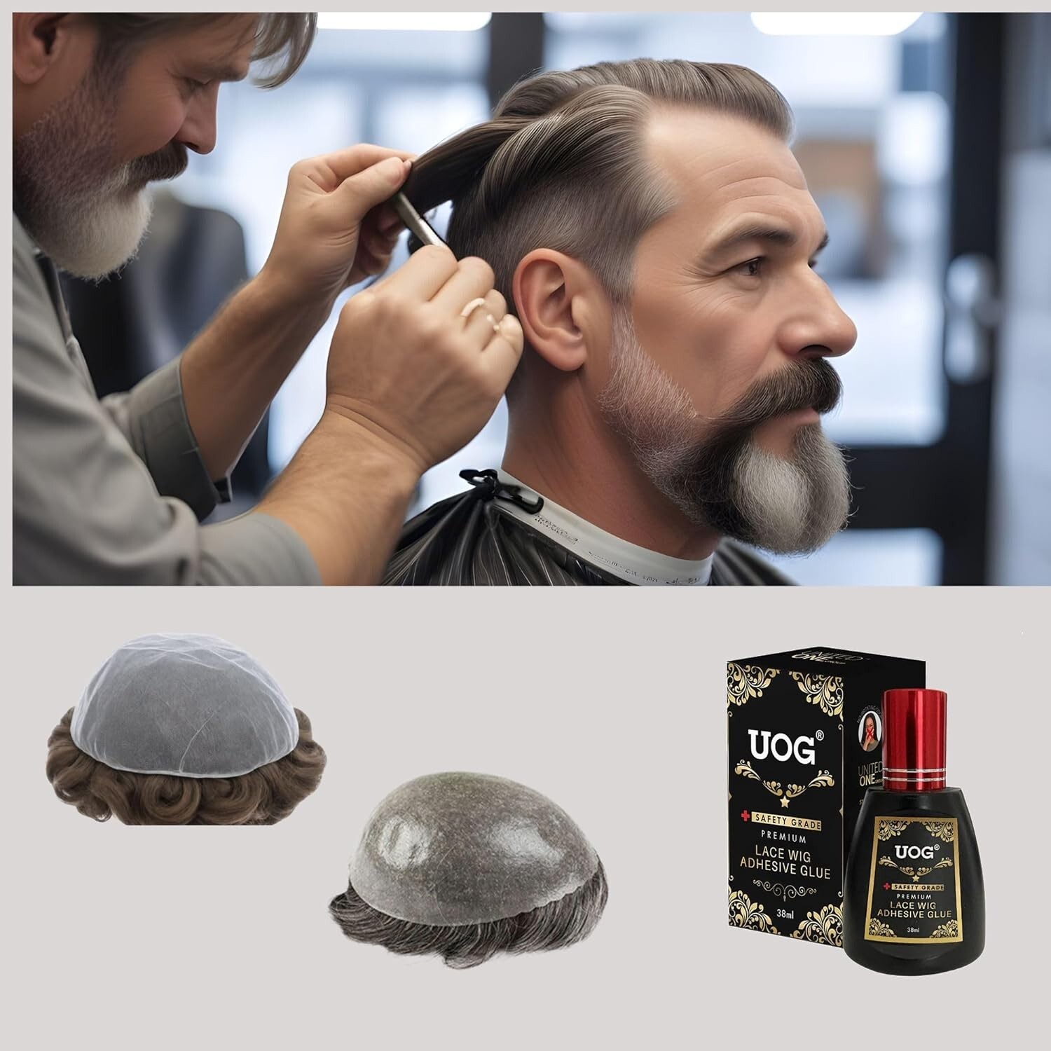 UOG Toupee Glue Adhesive. Hairpiece Glue Adhesive. Allergy-Free, 2 Layers Around