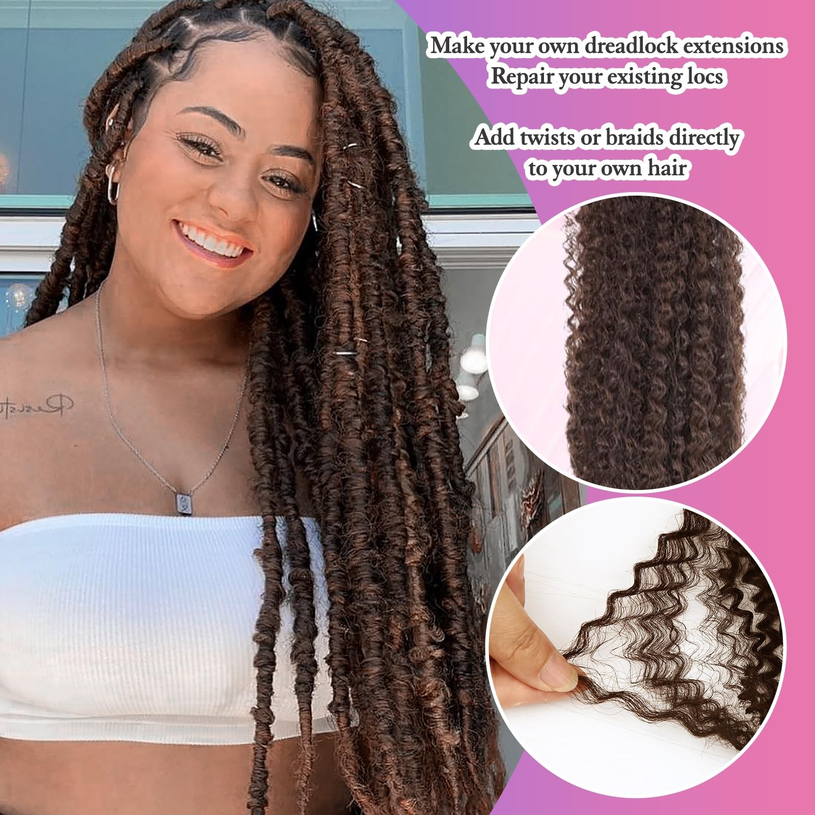 Clong Afro Kinkys Bulk Human Hair For Dreadlocks Extensions Repair Locs Twist
