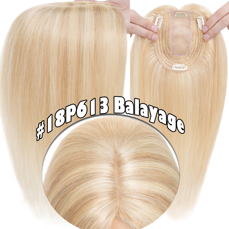 Clip in Hairpiece Wiglet Russian Remy Topper 100% Human Hair Top Toupee Piece 14