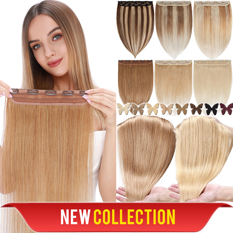 100% One Piece Clip In Real Remy Human Hair Extensions THICK Russian Half Head