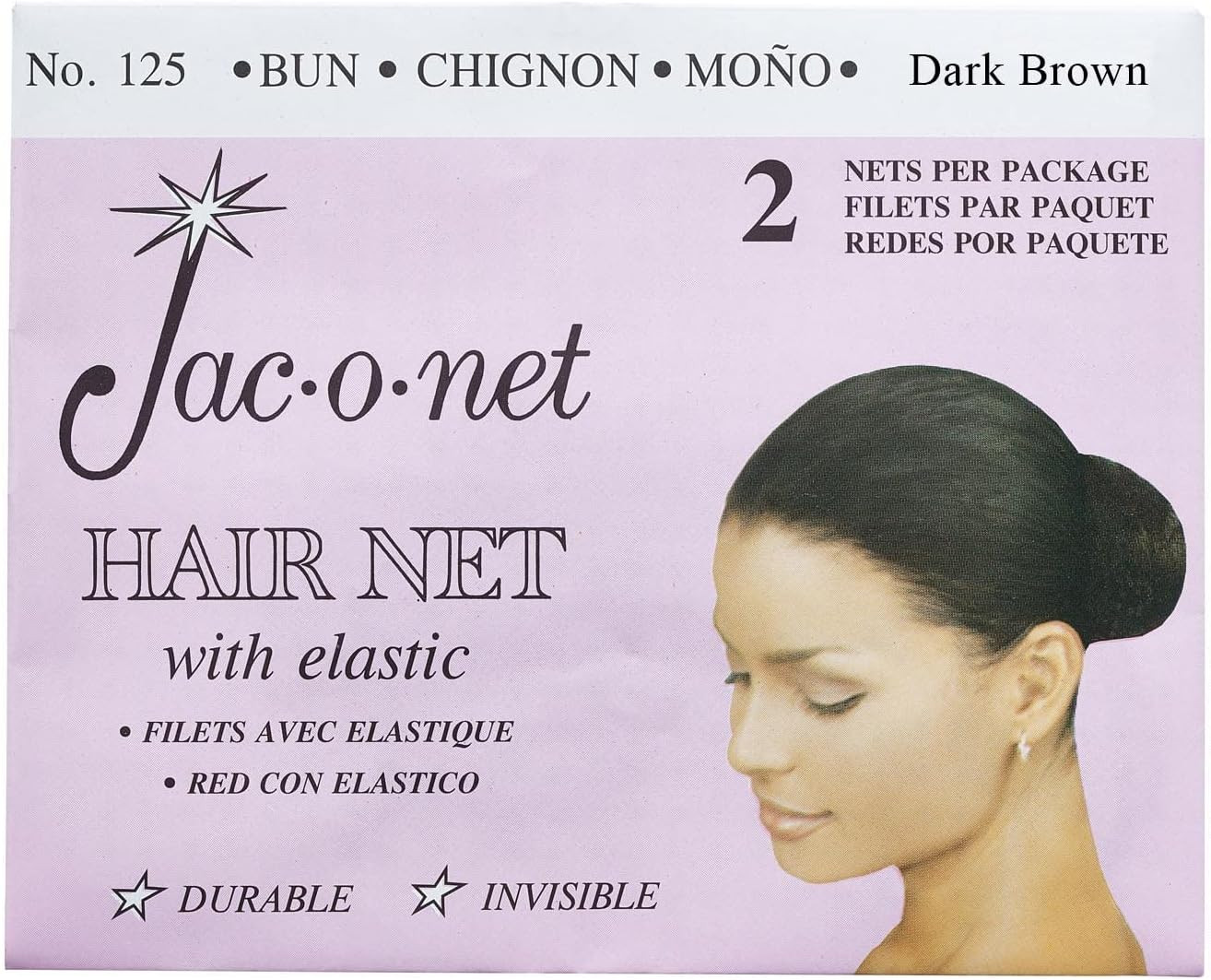 Tiny Mesh Hair Net – Chignon Bun Size, Dark Brown, 2 Nets per Pack [1 Pack]