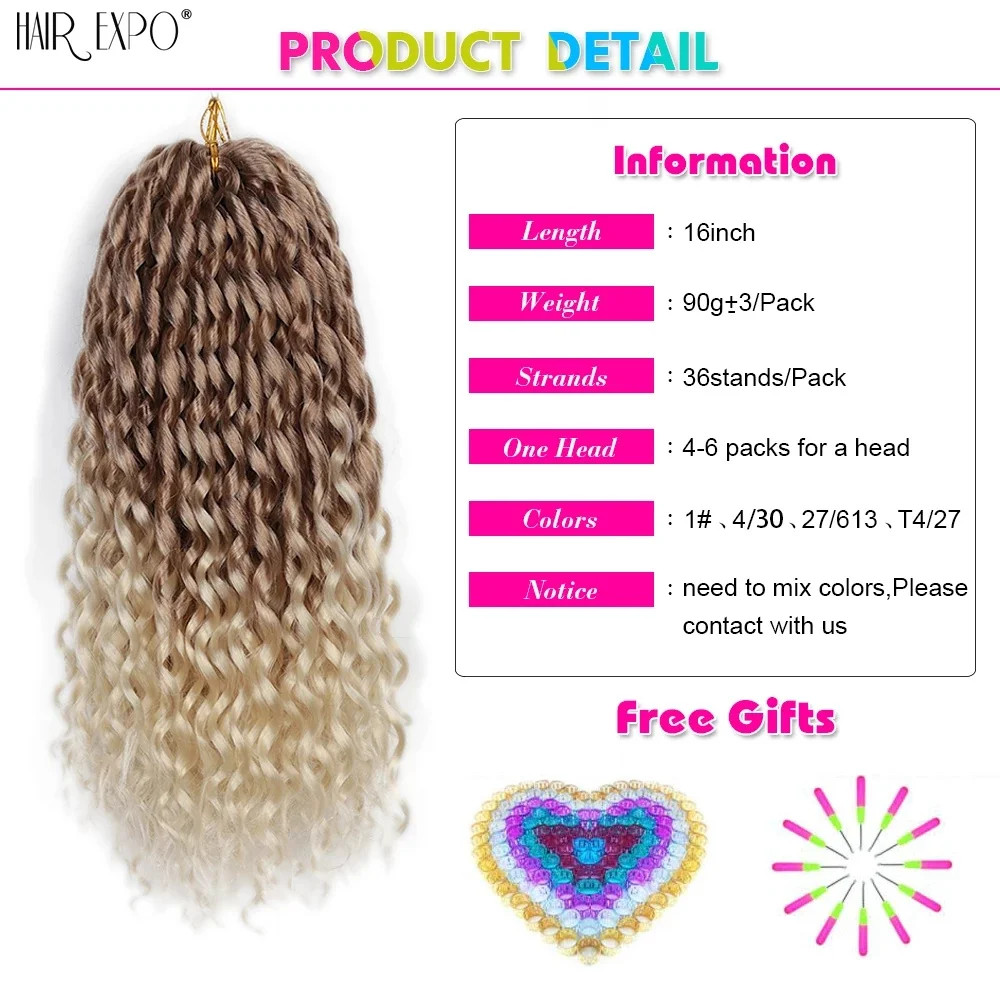 16Inch Freetress Ombre Synthetic Loose Deep Wave Twist Crochet Hair Extensions