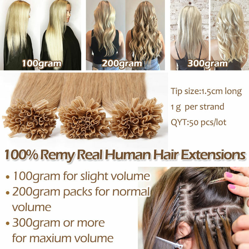 Nail U Tip Pre Bonded Real Remy Human Hair Extension Keratin Glue 150G Full Head