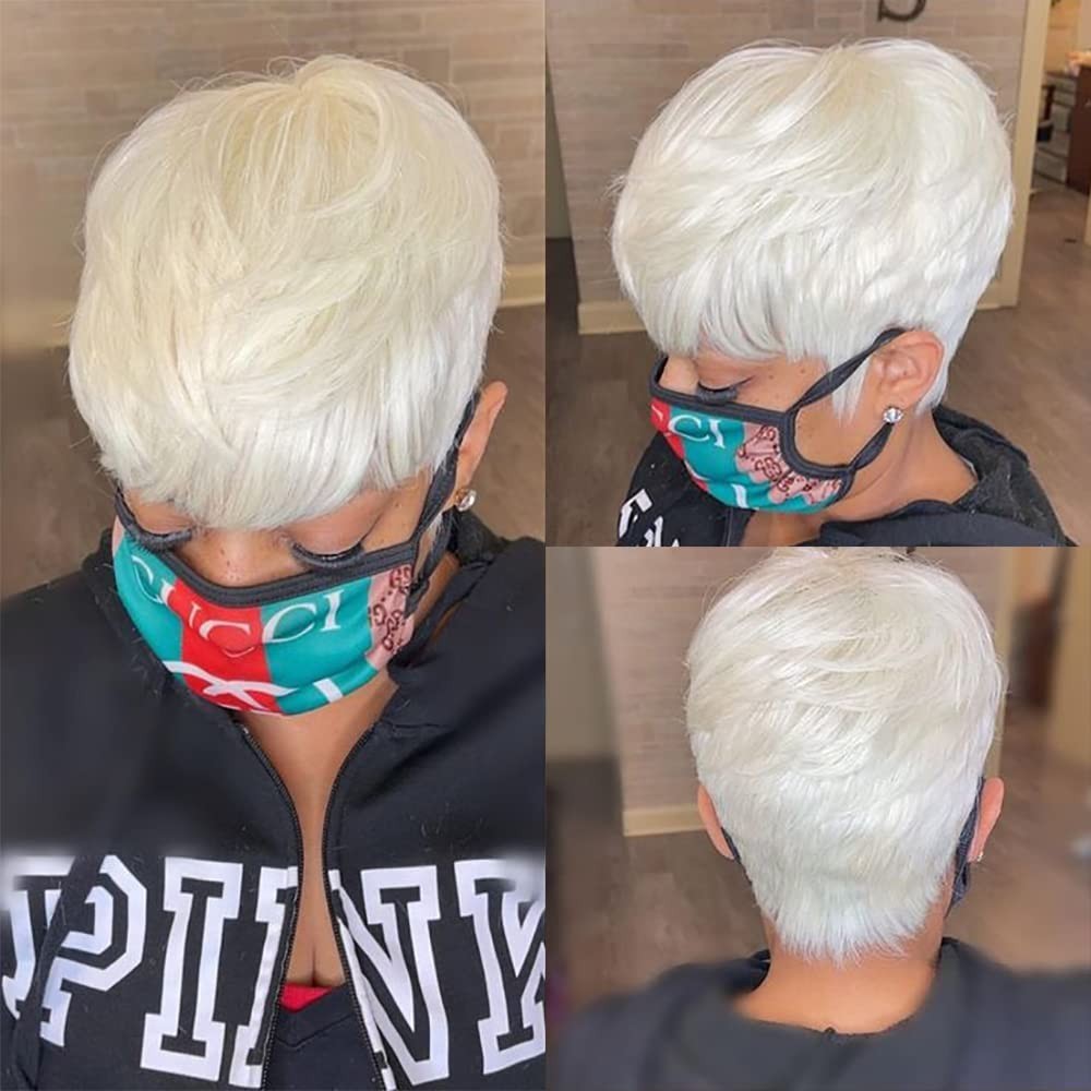 Elegant 613 Blonde Pixie Cut Wig for Black Women – 100% Human Hair, 150% Density