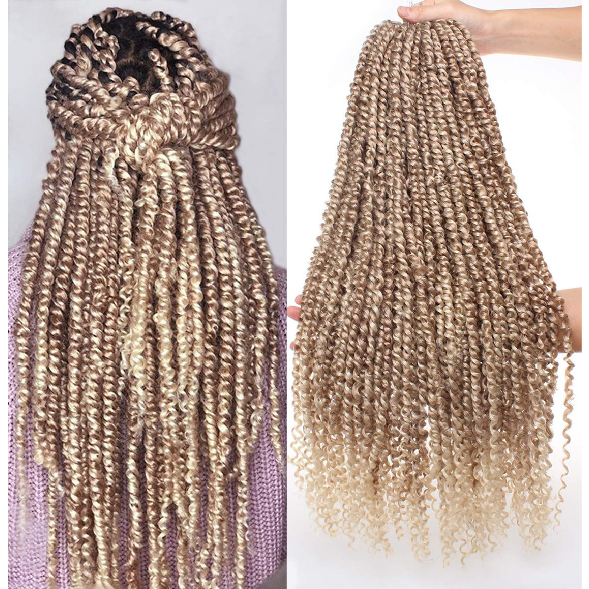 Leeven 8 Packs Pre-Twisted Passion Twists Synthetic Crochet Hair Extensions 12