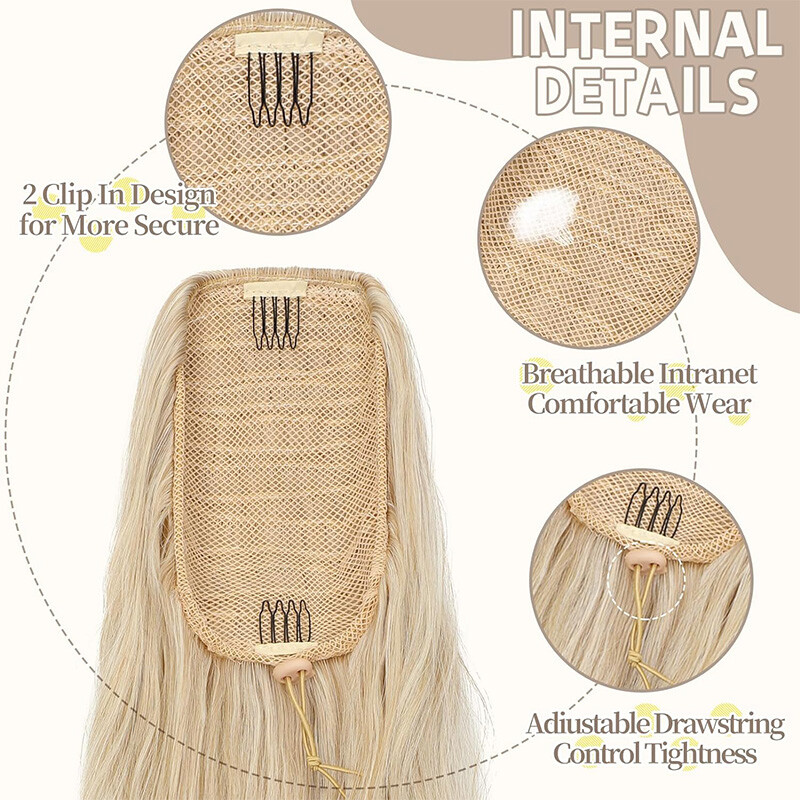 18in Thick Drawstring Ponytail Clip In Hair Extension Pony Tail Real As Human