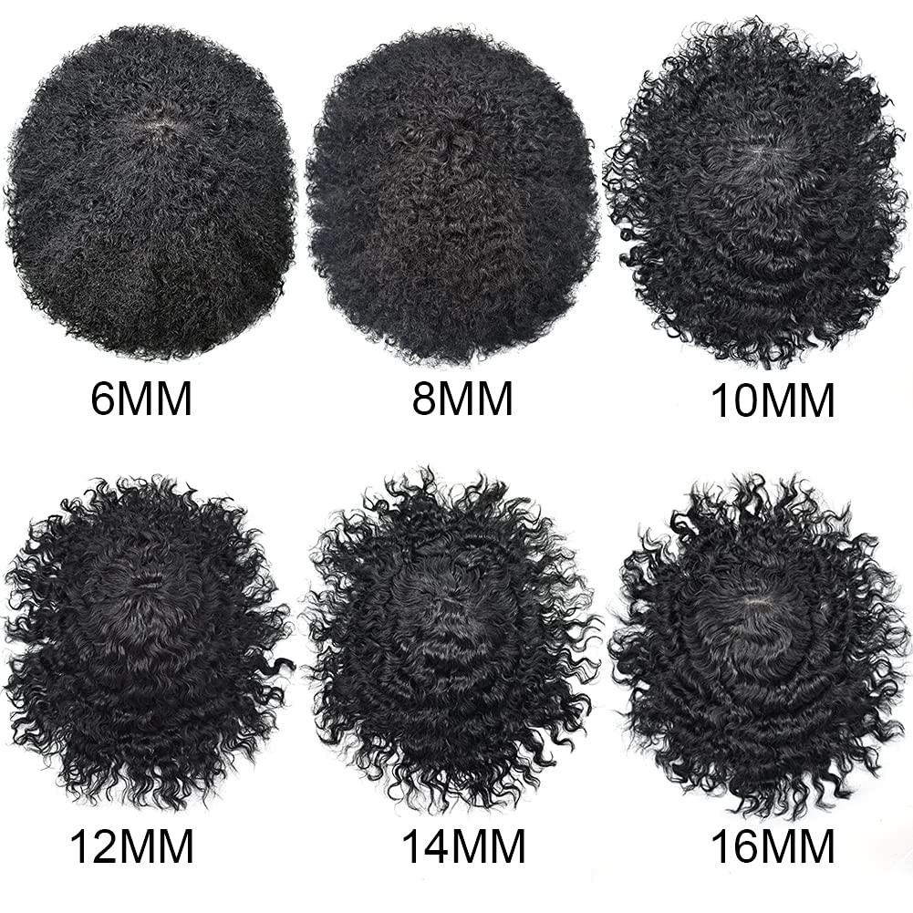Lace Front Afro Curl Mens Toupee Hairpiece African American Hair Unit