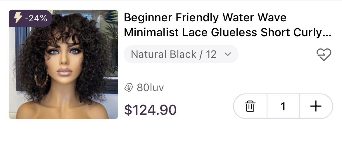 Luvme Hair Water Wave Minimalist Lace Glueless Wig with Bangs 100% Human Hair