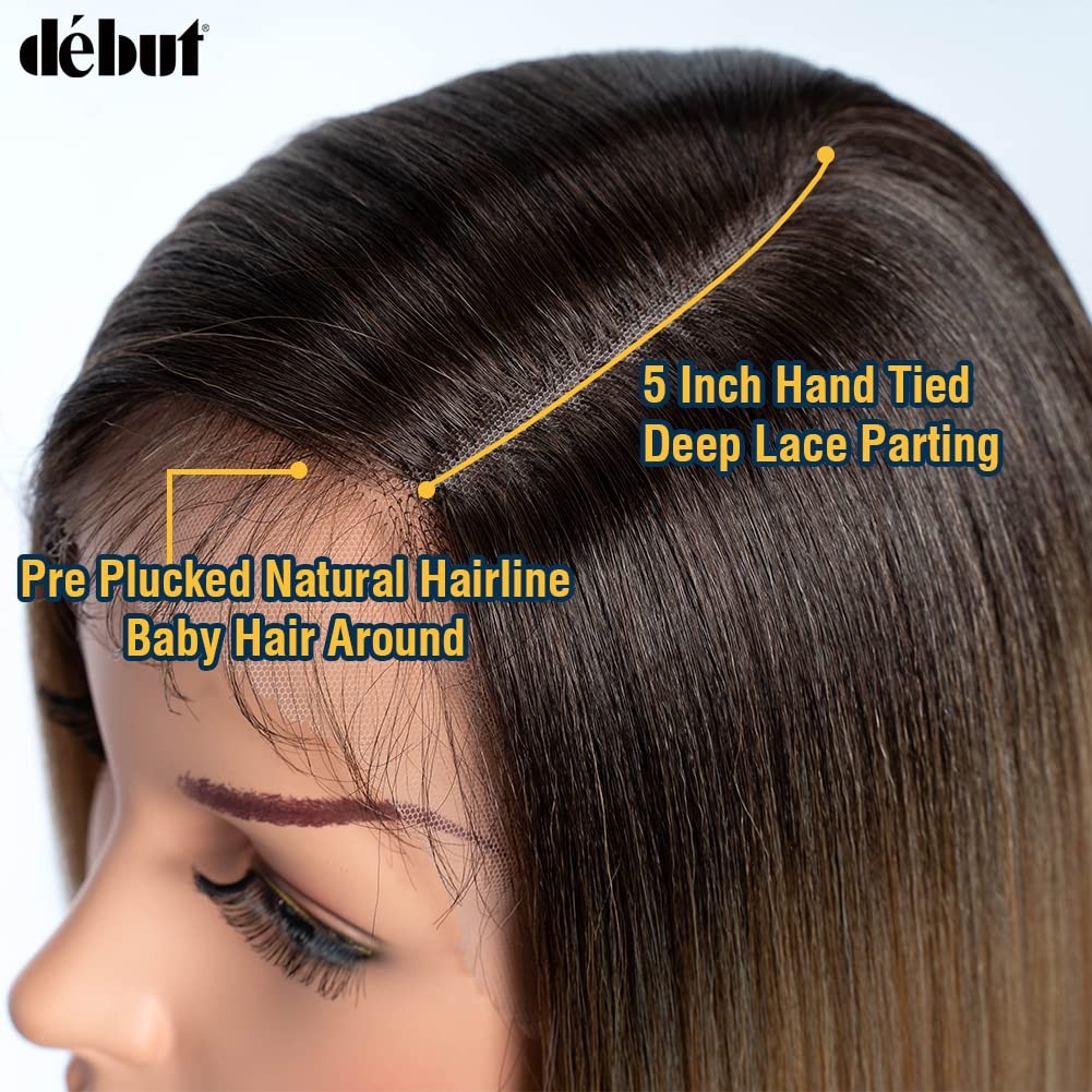 Début Dbut Short Bob Asymmetrical Wigs Ear To Ear Lace Front Baby Hair