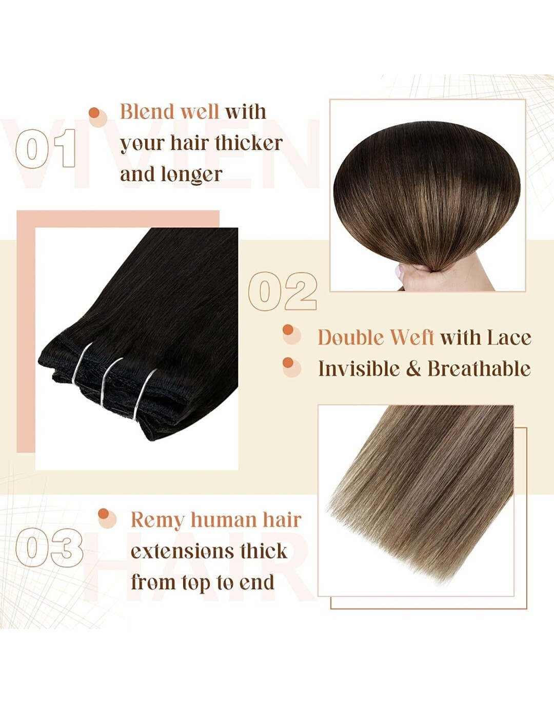 9A Black Ombre Human Hair Ext 24in 150g 7pcs