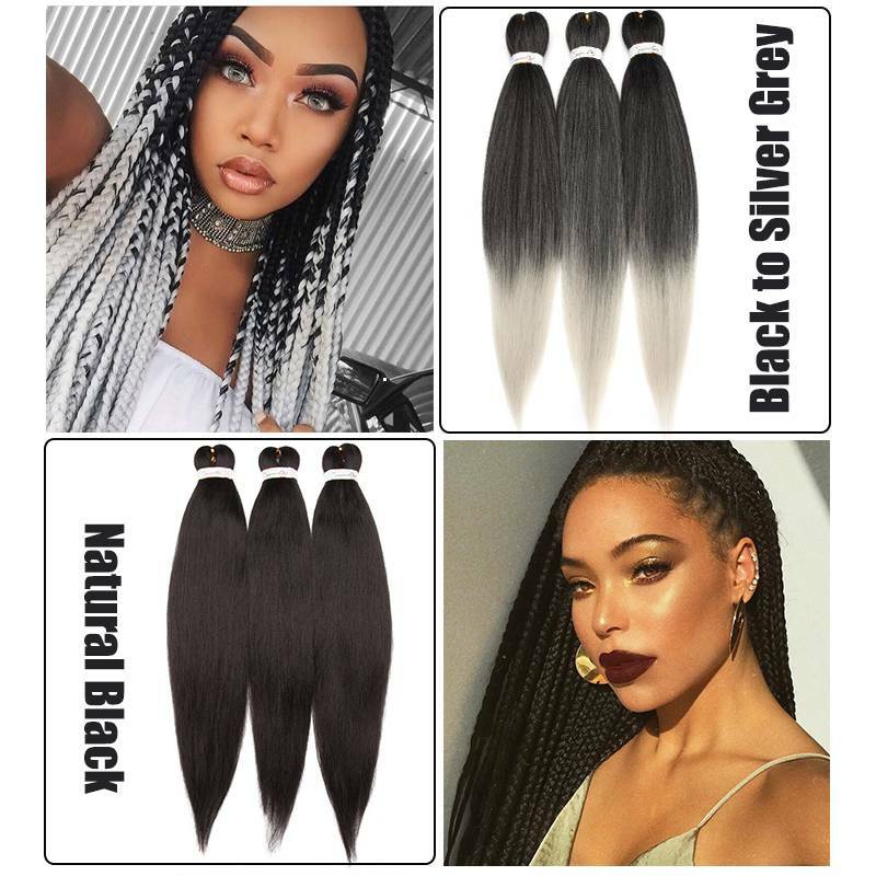 Pre-Stretched EZ Braiding Hair Extensions Ombre Jumbo Box Braids as Human Boho