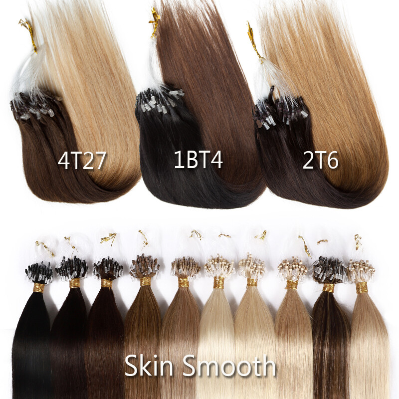 12″-24″ Micro Loop Ring Bead Indian Remy Nano Link Human Hair Extensions THICK U