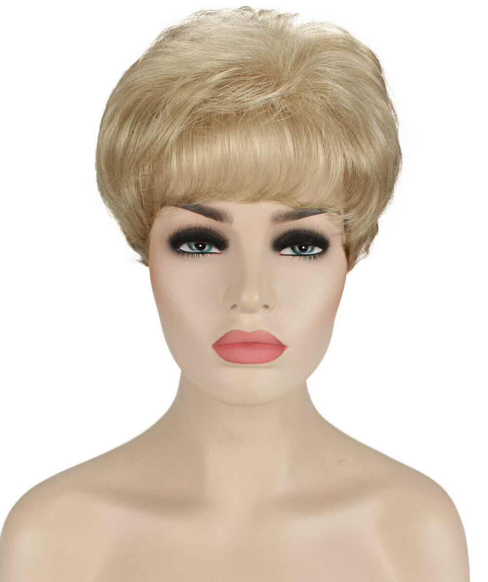 Ava – Straight Kanekalon Synthetic Fiber Full Wig, 1.5 – 4.5 in, Light Blonde