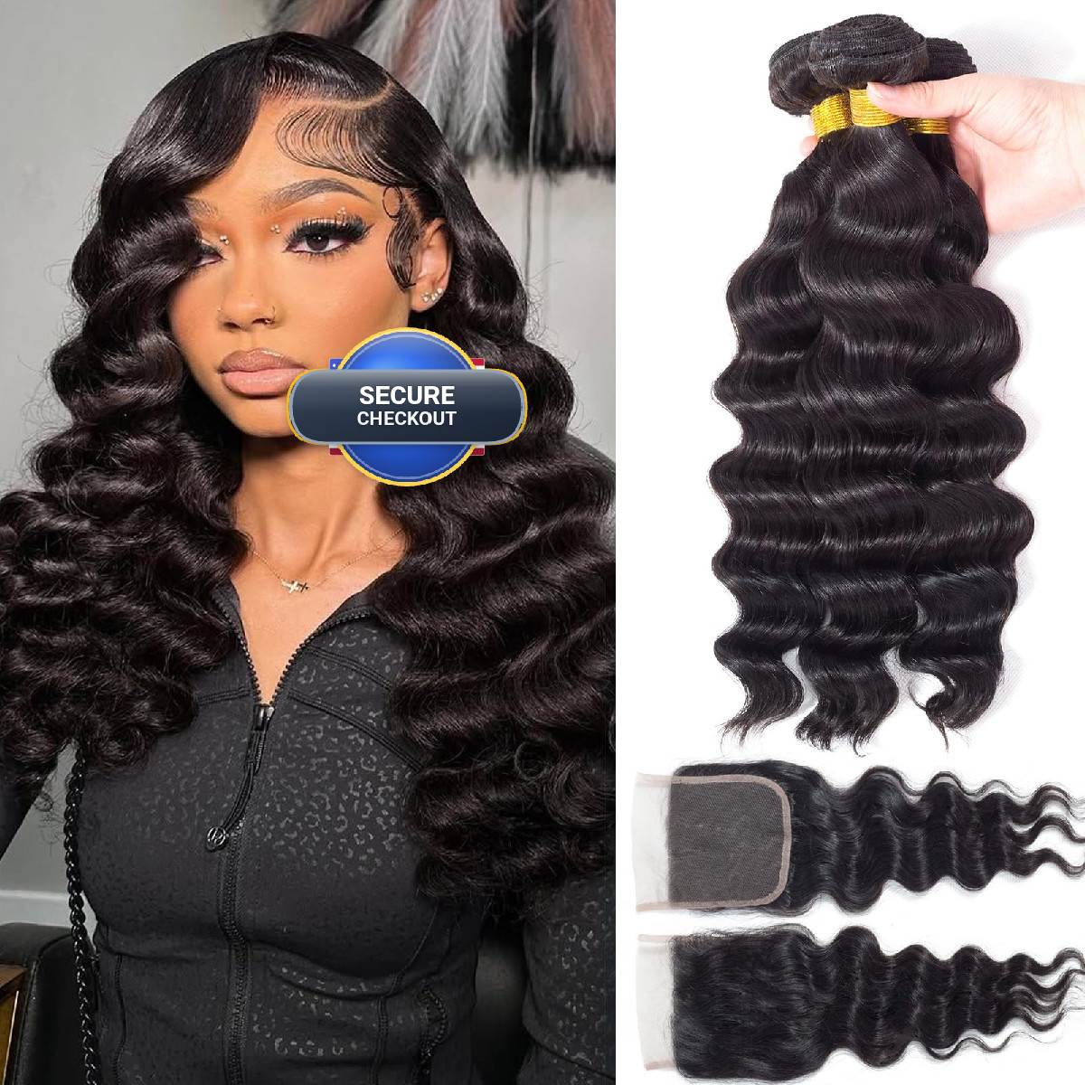 Fashion Vila Loose Wave Bundles Human Hair Closure 14 16 1812 12A Brazilian