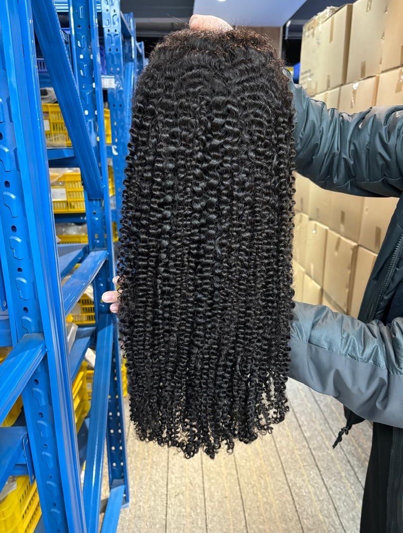 Human Hair Curly Weft Hair Extension 18 in Black for Women