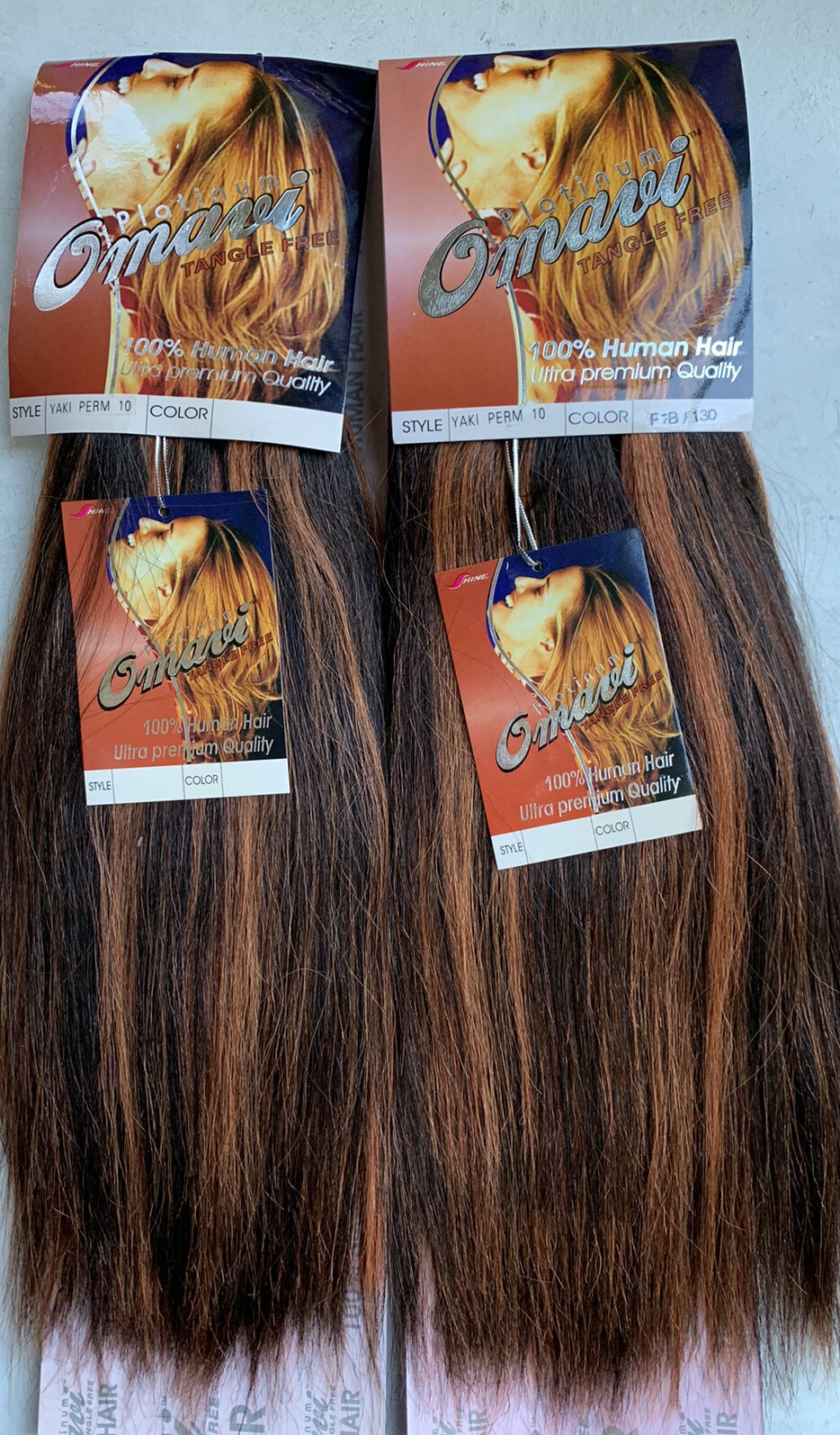 100% Yaki Human Hair for Weaving by Omavi Platinum, 2-Pack Bundle Deal, F1B/130