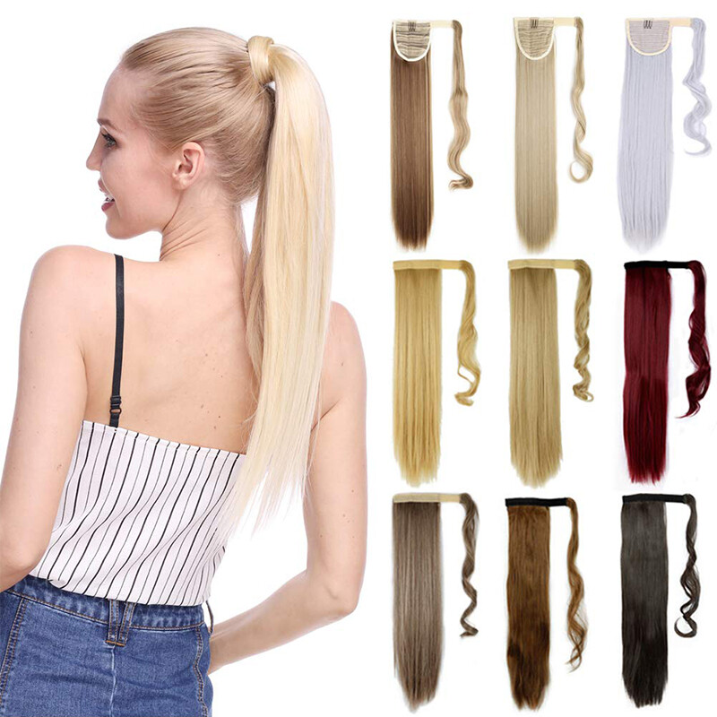 US Long 1 pcs Magic Ponytail Extensions Hair Extension Real Wrap Around Ponytail