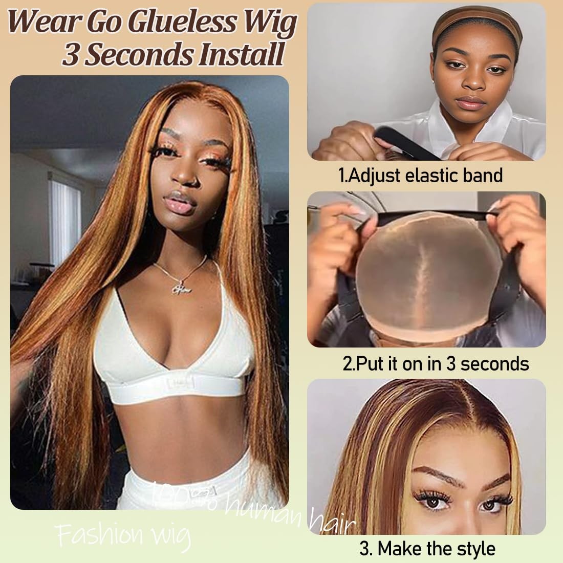 Mylene Hair Highlight Wear And Go Glueless Wigs Human Hair Pre Cut 20Inch 13X4