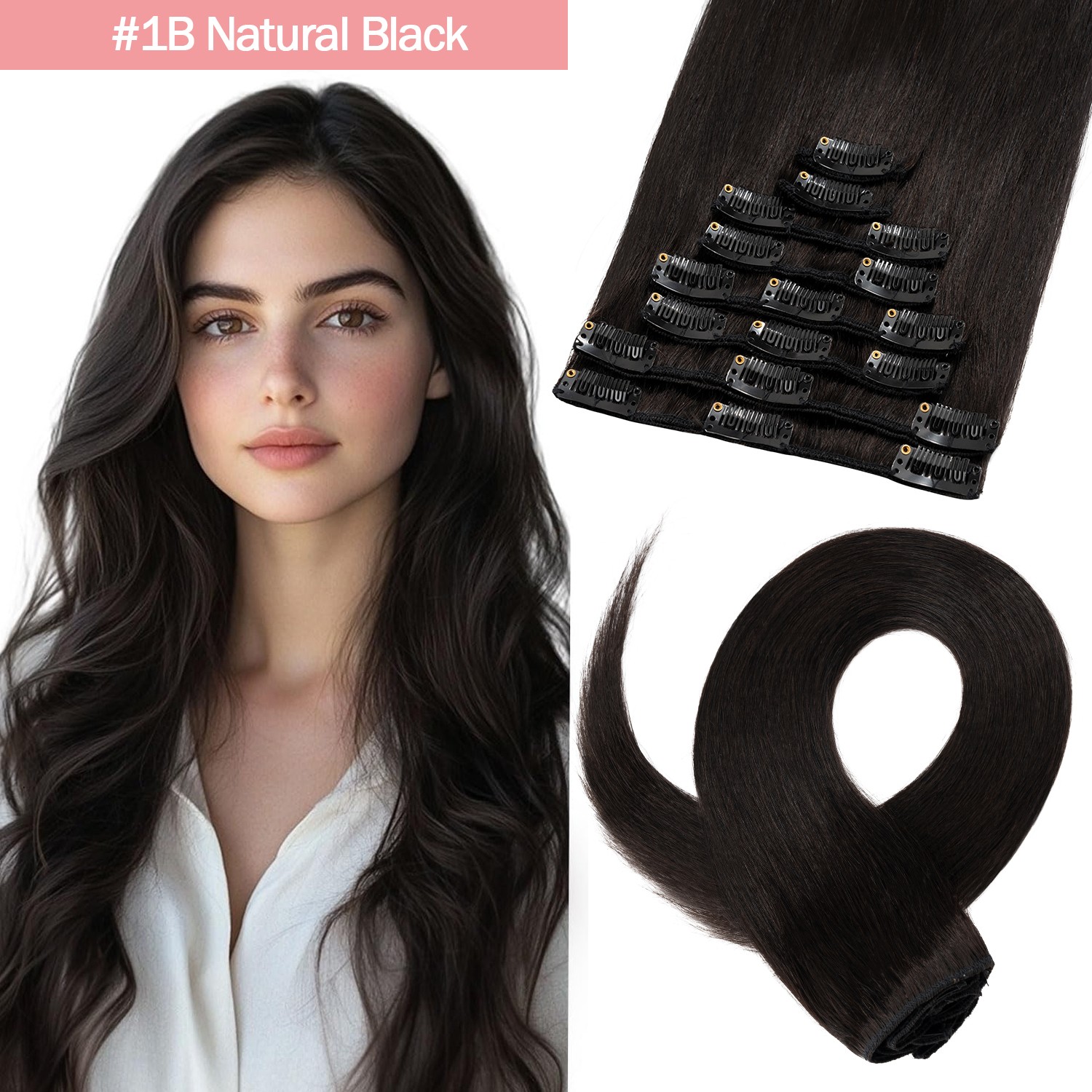 2026 Clip in 100% Real Human Hair Extensions 8 Pieces Remy Hair Full Head 8″-24″
