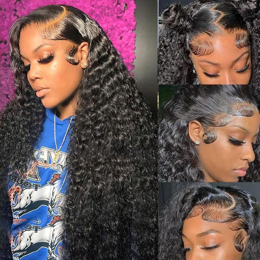 30″ Deep Wave Lace Front Wig – 200 Density Human Hair, Pre-Plucked, Glueless