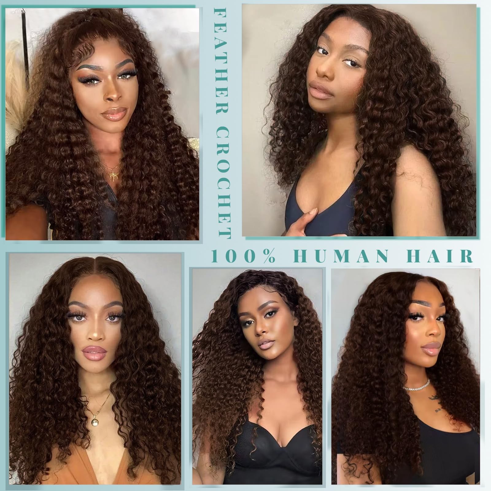 Munx Burmese Curly Human Crochet Hair 18Inch 60G 4 Color Knotless Invisble