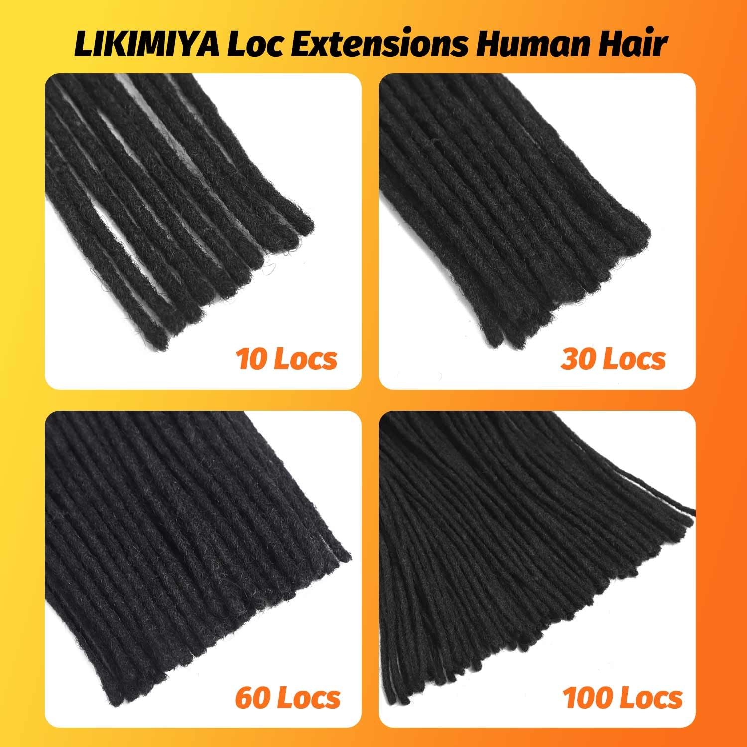 Likimiya Loc Extensions Human Hair 30 Strands 0.4 Cm 6 Inch Dreadlock