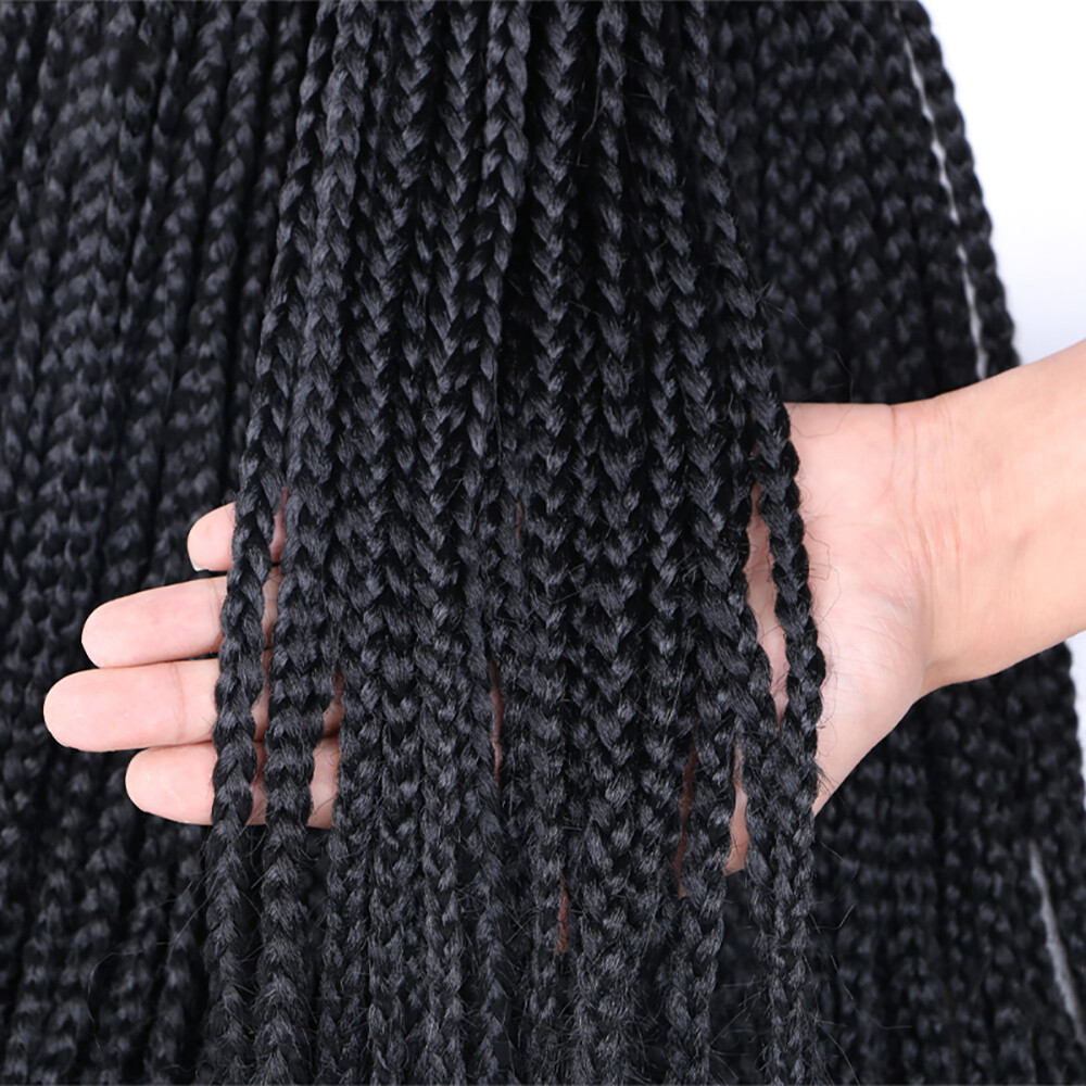 26″ Long Box Braids Wig for Black Women Synthetic Full Braiding Wigs Middle Part