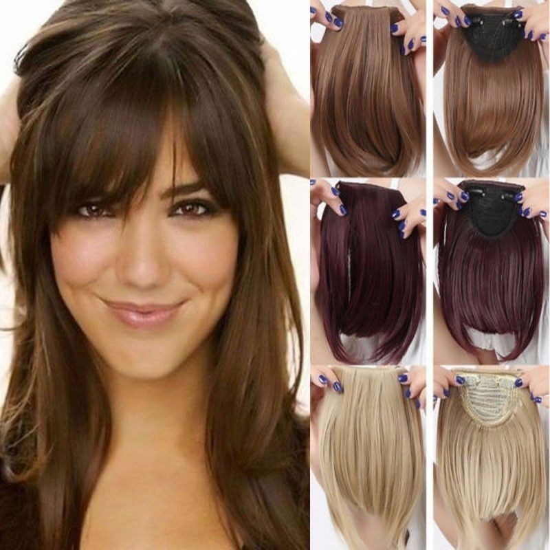 US Stock Side Bangs Clip In Neat Bang Fringes Clip in Hair Extensions as Human