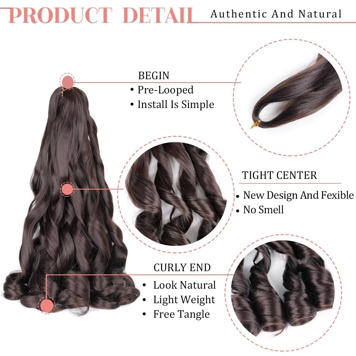 Curly 24-Inch Braiding Hair Extensions – 2 Packs of Tangle-Free French Curl Hair