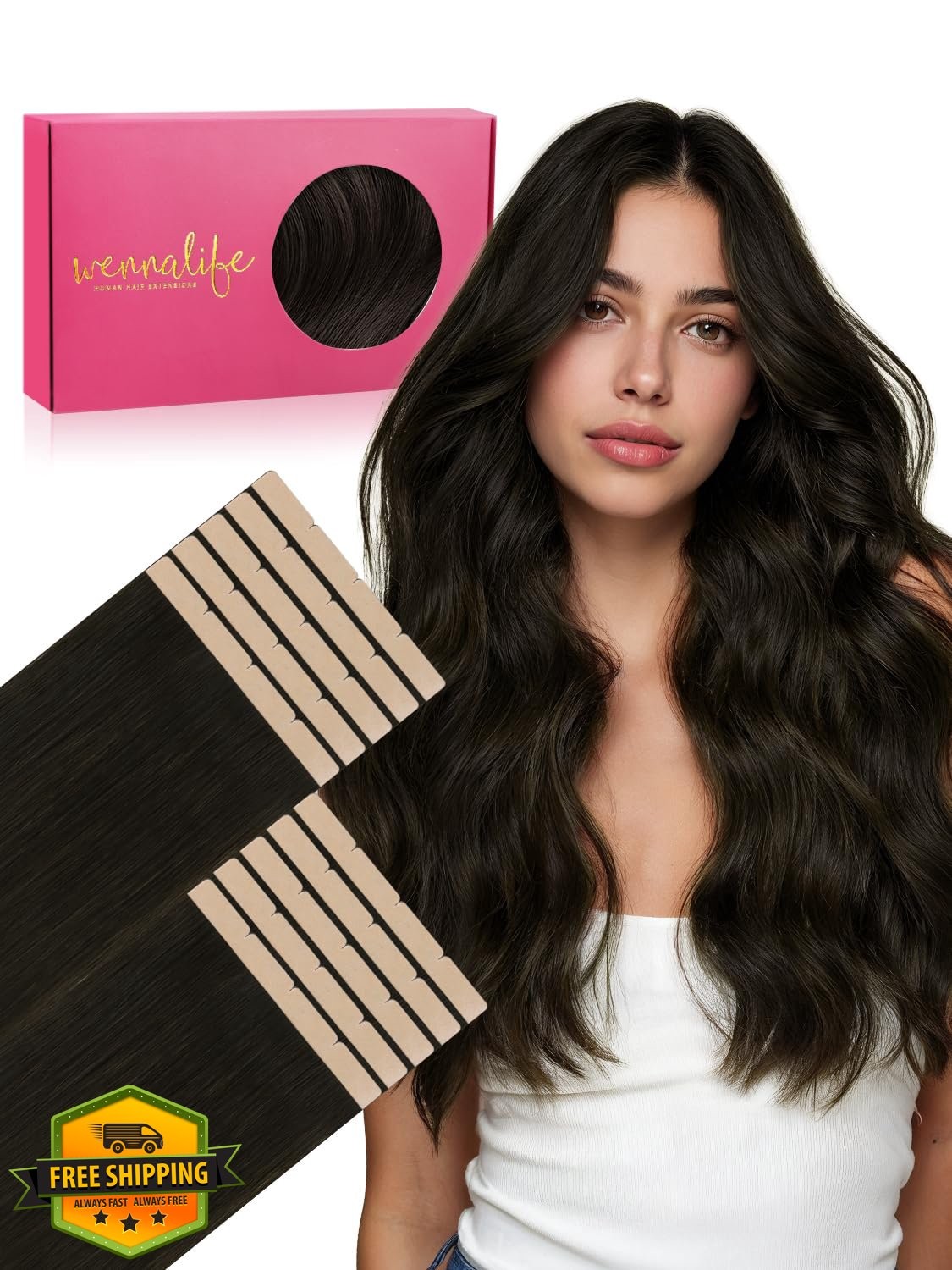 Wennalife 8cm #1B Natural Black 24 Inch Hair