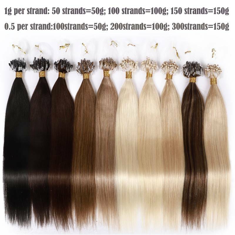 150g Real Thick Micro Ring Human Hair Extensions Loop Microlink Beads Tip 0.5/1g