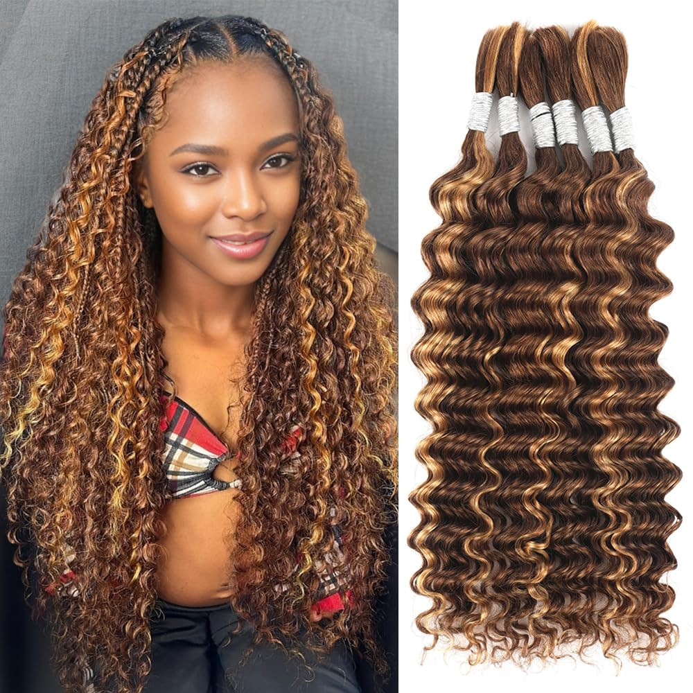 Human Braiding Hair 18 Inch 6 Bundles Human Hair Braiding Hair No Weft Deep Wave