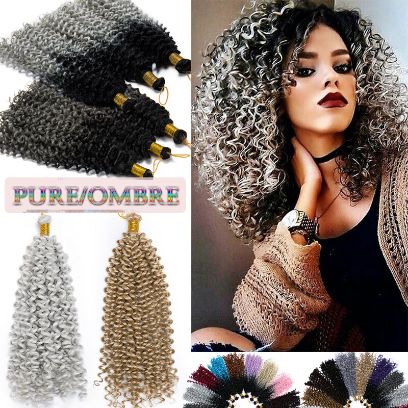 Afro Water Wave Braids Twist Crochet Hair Extensions Ombre Deep Curly Kinky Puff