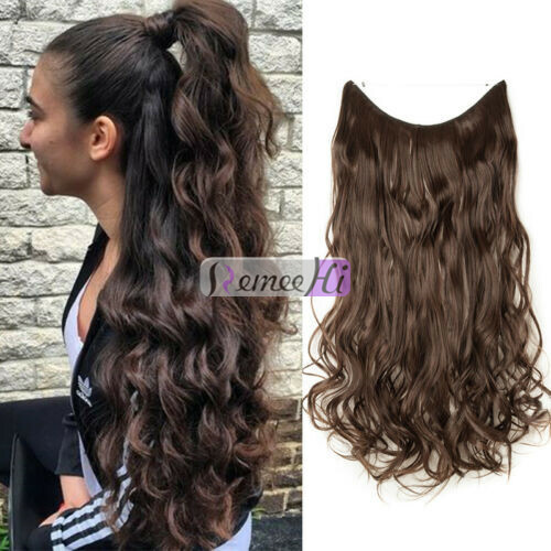 Wavy Curly Human Hair Extensions Hidden Halo Invisible Wire Piece Secret Miracle
