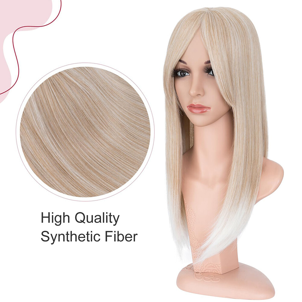 Topper Hairpiece Clip In 100% AS Human Hair Silk Base Toupee Natural Wig Women