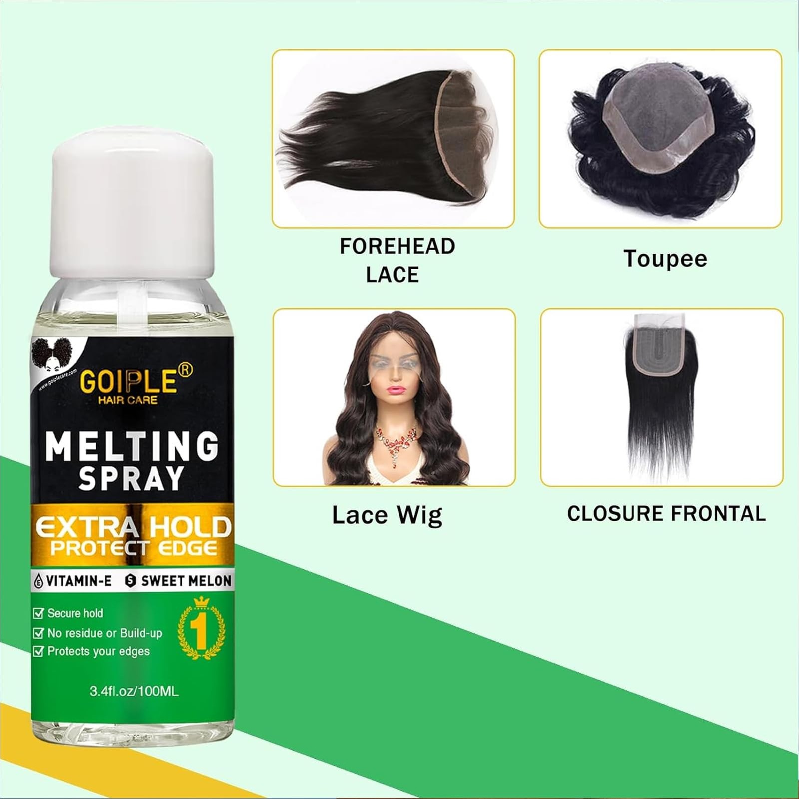 Lace Melting Spray for Wigs & Extensions, Extra Hold Hair Adhesive