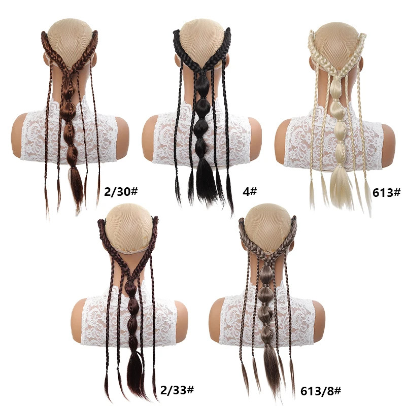 Women Elf Style Braided Half Head Hair Extensions Synthetic Fiber with BB Clips