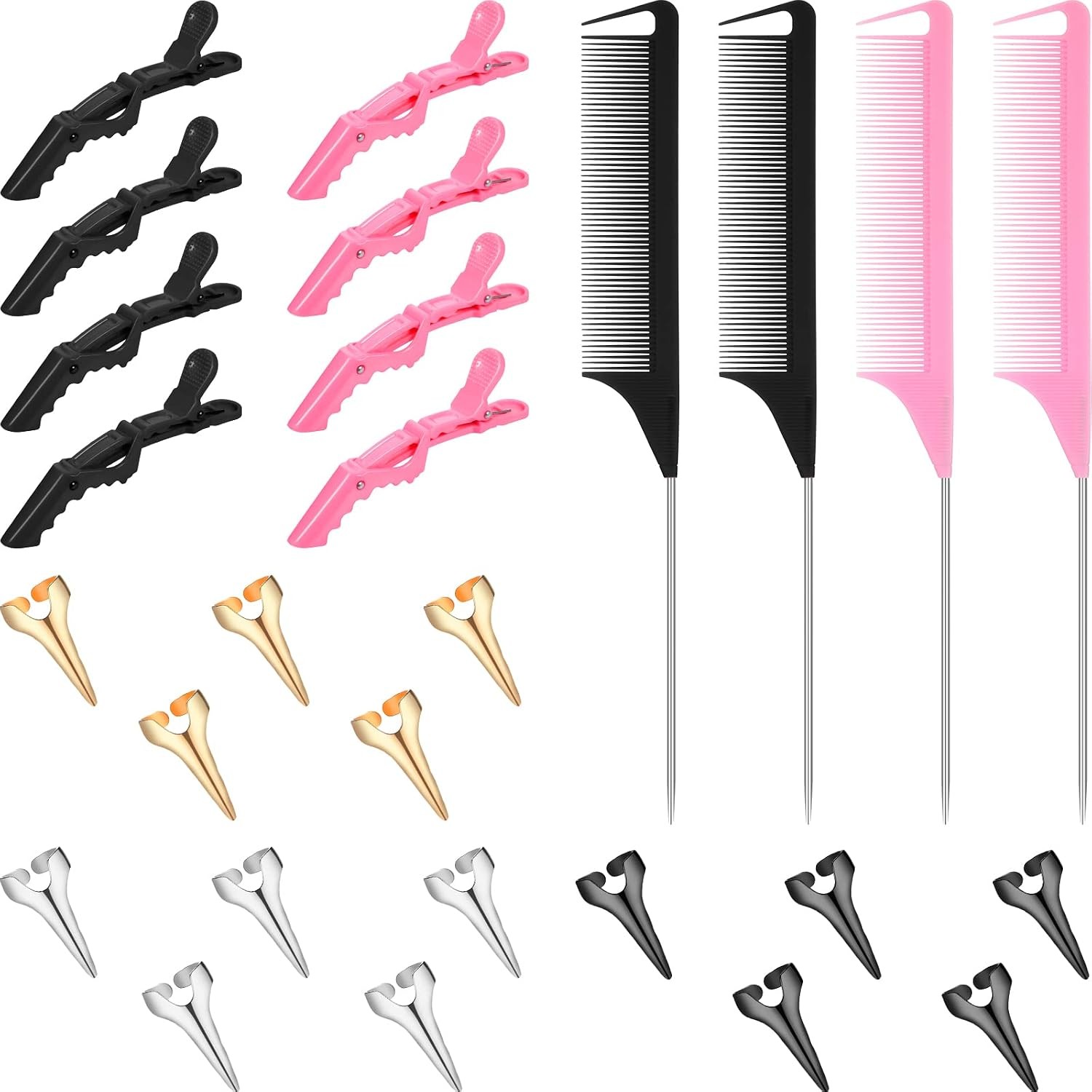 27 Pieces Hair Braiding Tools Hair Parting Ring Comb Clips for Stitch Braiding