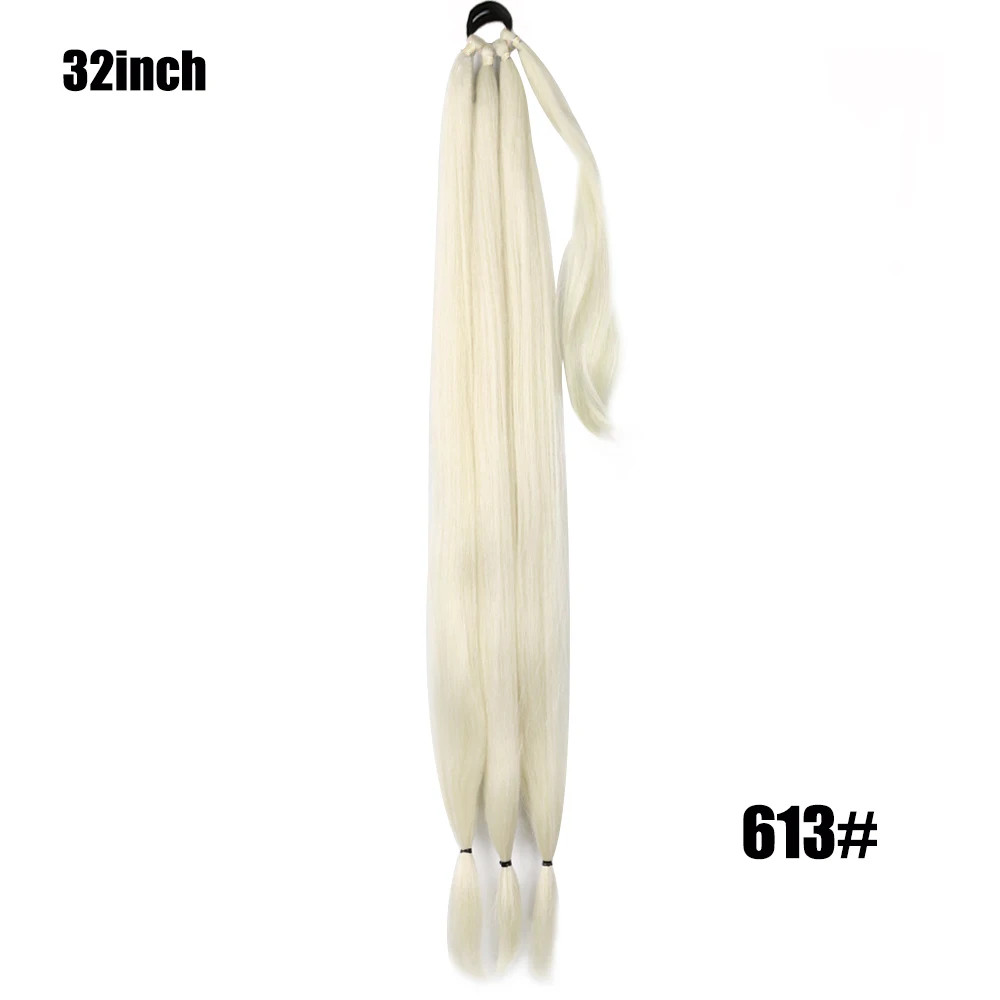 26 Inch Ombre Black Brown Grey Synthetic Boxing Braids Ponytail Extensions Wrap