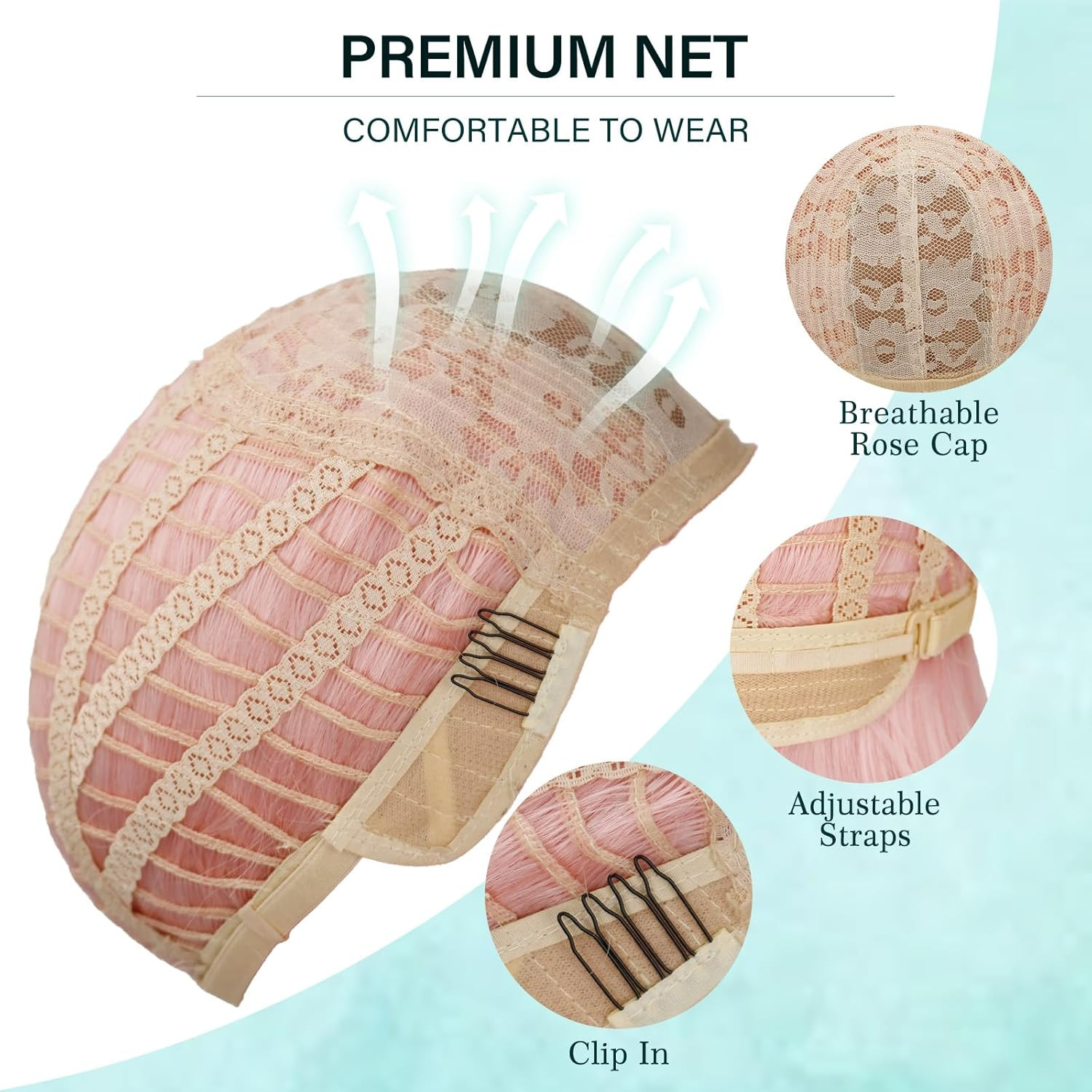 Light Pink Bob Wigs with Bangs (Can Be Trimmed) Straight Short Wigs for Women Sy