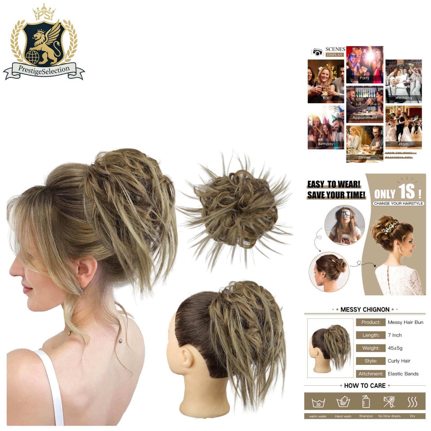 Stylish Synthetic Ponytail Scrunchie – Effortless Messy Bun for Dynamic Looks