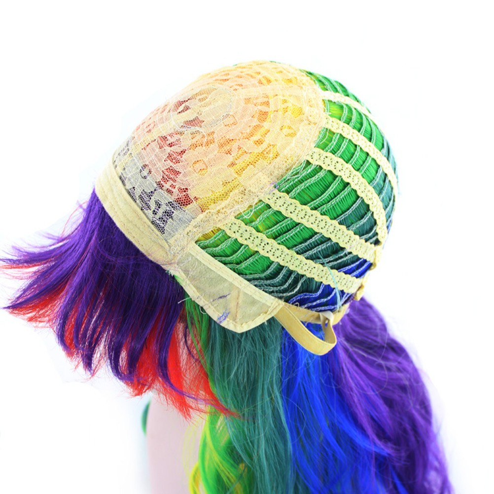 Gradient Color High Temperature Fiber Wig Wavy Curly Hair Wig for Cosplay Party